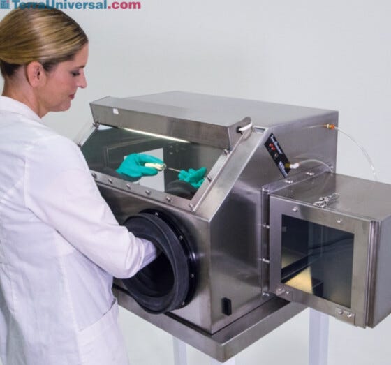 Stainless Steel controlled atmosphere glove box for inert environment