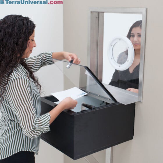 Transaction Drawer with Tempered-Glass Window and Talk-Through
