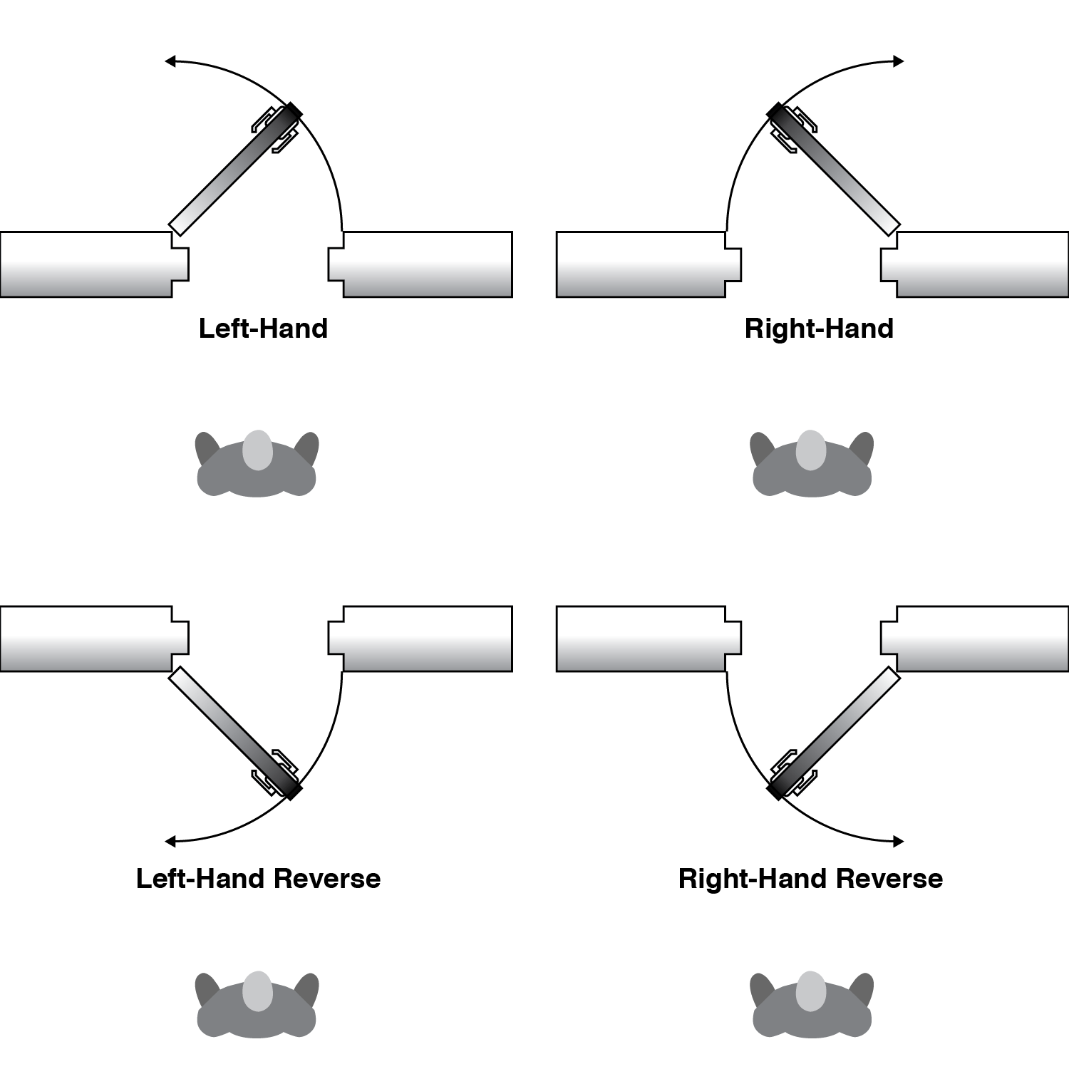 Door swing direction guide diagram for pre hung doors
