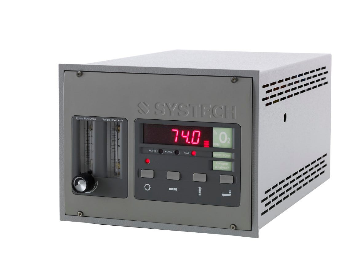 Trace oxygen analyzer for connection to glovebox.