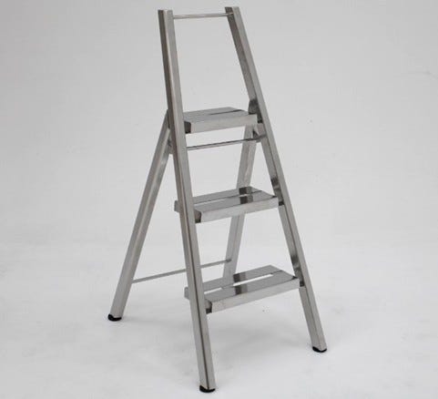 Diamond Plated Folding Ladder, 3 Steps, 304 SS