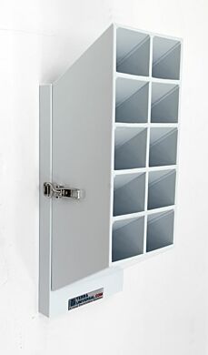 BioSafe® polypropylene 10 compartment safety glasses holder  |  4949-30 displayed
