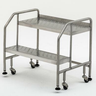 Terra’s BioSafe® 2 step ladder offers a minimized crevice design that streamlines cleaning and limits particle buildup  |  2805-83B displayed