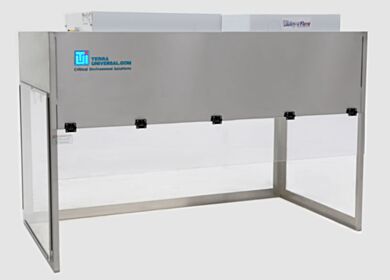 WhisperFlow Benchtop Hoods include HEPA filtration units to create ISO 5 cleanliness conditions (shown: 60