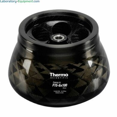 Hereaus Fiberlite F15-6 x 100y fixed 25° angle centrifuge rotor accommodates six 85 ml Nalgene tubes  |  1537-86 displayed