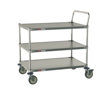 CRLS433NFSMetro all stainless steel 3-shelf Grade A Pharma Cart for use in cleanrooms and labs withstand repeated cleaning and sterilization; 24 x 36 x 39 in. | 1403-63 displayed