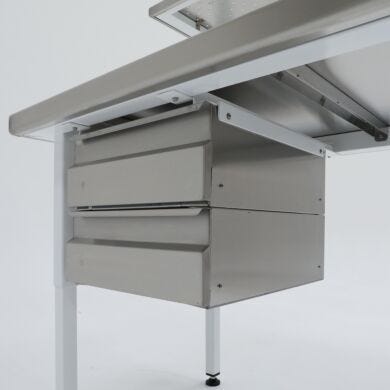 Drawers units, available in 304 stainless steel or ABS plastic, are available in many configurations (shown: 6