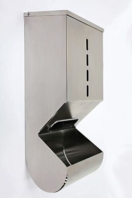 1 Compartment Stainless Steel Glove Dispenser with Catch Tray  |  4951-37-2-316 displayed