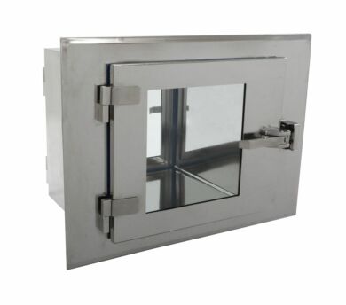 CleanMount® BioSafe® Pass-through mounts flush against cleanroom wall to prevent dust accumulation | 2636-74C displayed