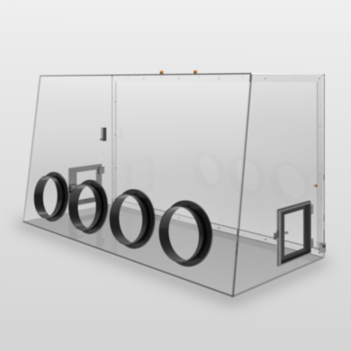 Tall double acrylic laboratory glovebox includes two 10