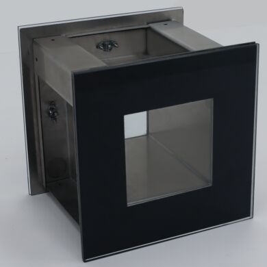 Double-sided tempered glass frameless window demo unit  |  6603-30-DEMO displayed