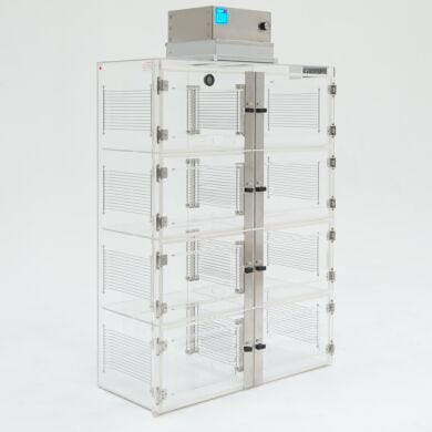 ValuLine® laminar flow storage cabinet with HEPA filtration; static-dissipative PVC cabinet, 8 chambers, 37