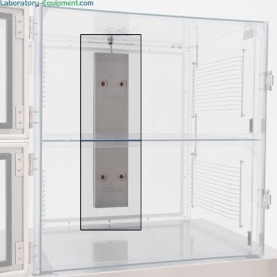 Ionizing module safely neutralizes static charges in pressurized desiccator cabinets  |  2006-01 displayed