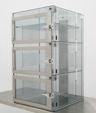 Three-chamber Adjust-a-Shelf static-dissipative PVC desiccator cabinet with NitroPlex control system  |  3950-12DNP displayed