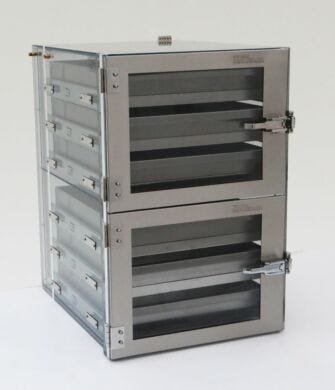 Faraday-design two chamber SDPVC faraccator. provides 100% static safety; conforms to DOD HDBK 263 and MIL-SPEC 1686. | 2557-00A displayed