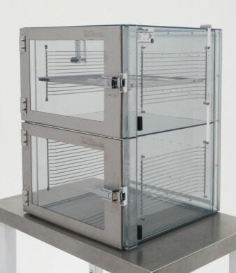 Terra’s two chamber SDPVC IsoDry Desiccator cabinet provides key performance improvements for your most critical humidity requirements | 3950-10D displayed