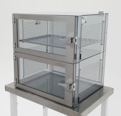 Terra’s two chamber SDPVC IsoDry Desiccator cabinet provides key performance improvements for your most critical humidity requirements | 3950-11D displayed