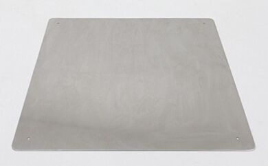 Stainless steel shield, installed on the floor of a plastic desiccator chamber, protects against scratching  |  1976-06 displayed