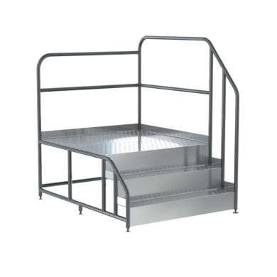 BioSafe® 3-step access work platform with right-side handrail and round tubes | 2807-88-R displayed