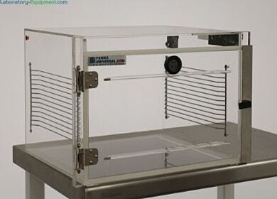 ValuLine® acrylic desiccator cabinet, 1 chamber with adjustable shelving  |  3949-25C displayed