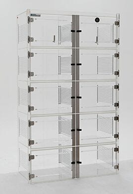 ValuLine® acrylic desiccator cabinet, 10 chambers with adjustable shelving | 3949-37C displayed
