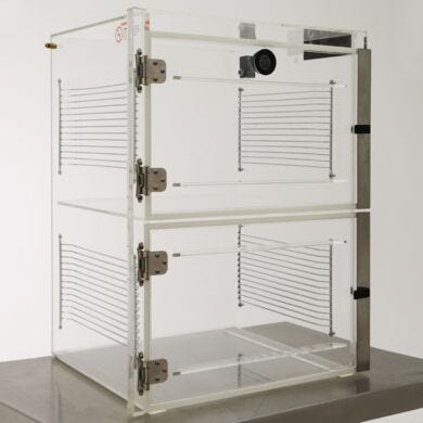 ValuLine® acrylic desiccator cabinet, 2 chambers with adjustable shelving  |  3949-26C displayed