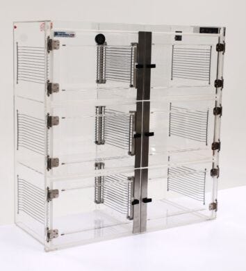 ValuLine® acrylic desiccator cabinet, 6 chambers with adjustable shelving  |  3949-35C displayed