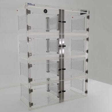 Acrylic ValuLine® Extended Service desiccator cabinet with 8 chambers, 36.75