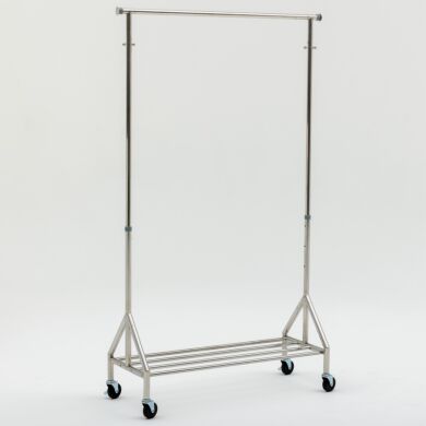 Stainless steel gowning rack engineered for stability, adjustability, and cleanroom safety  |  9230-16 displayed