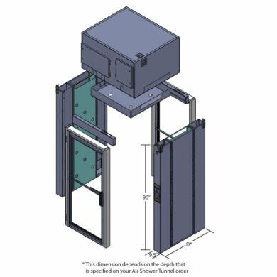 Knock-Down Air Showers are disassembled into sections for installation in areas with limited access due to small doorways or narrow hallways  |  6010-14-KD displayed