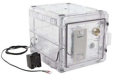 A Clear Copolyester Bel-Art Secador 2.0 Desiccator blocks 99% of UV light from penetrating the interior of the desiccator.  |  3618-50 displayed