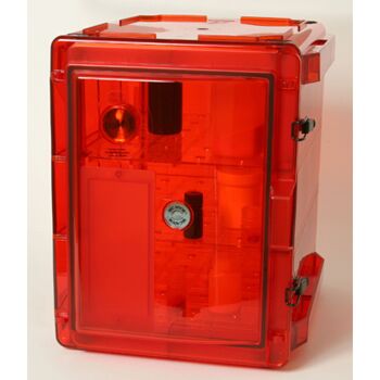 An Amber Copolyester Bel-Art Secador 3.0 Desiccator blocks 99% of UV light from penetrating the interior of the desiccator.  |  1539-45 displayed