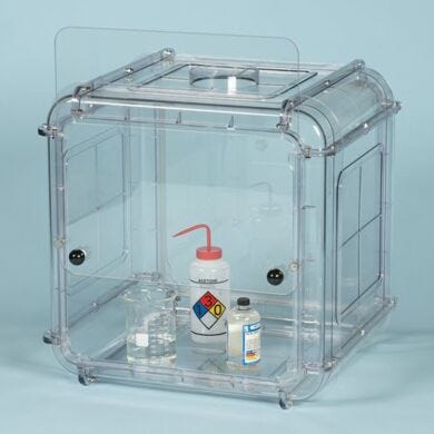 The 1x1 Bel-Art Clear View Fume Hoods are compact and extremely easy to set up, only requiring connection to an existing exhaust system | 3308-23 displayed
