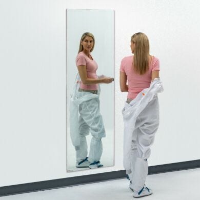 BioSafe® cleanroom mirrors eliminate sharp edges to simplify cleaning. Industrial-grade, copper-free glass insures optimal cleanliness and corrosion protection  |  5252-59B displayed