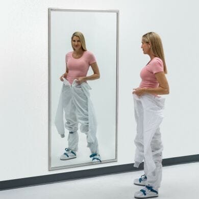 BioSafe® cleanroom mirrors eliminate sharp edges to simplify cleaning. Industrial-grade, copper-free glass insures optimal cleanliness and corrosion protection  |  5252-52B displayed