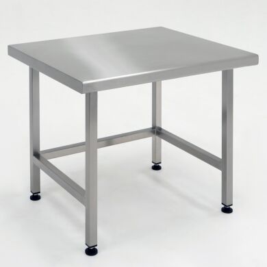 Stainless steel ISO-rated cleanroom table with solid top features ultra-smooth surfaces for easy cleaning and sterilization  |  9603-03 displayed