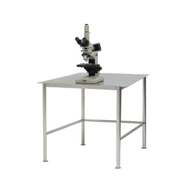 BioSafe® stainless steel workstation with round tube legs and 5mm solid top worksurface | 9605-60 displayed
