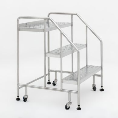 2 step mobile BioSafe® stainless steel ladders are ideal for hygienic environments  |  2805-85B displayed