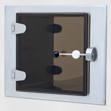 Bronze tempered glass pass-through window helps block UV rays, reducing glare and lowering cooling costs  |  9999-BronzeTempGlass displayed