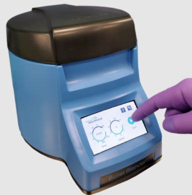 Bullet Blender Lite Homogenizer by Next Advance for 1.5 mL snap cap tubes with air cooling homogenizes up to 12 samples at a time; #BT12LT includes starter kit