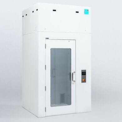 Air shower with powder-coated steel and SDPVC construction that resists chemical wear and supports high-traffic cleanroom use  |  6010-22B displayed