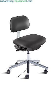 Biofit ISO4 black desk chair includes cast aluminum base, dual-wheel casters for ESD applications, and large backrest