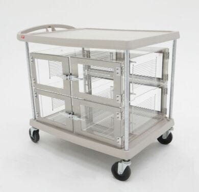 This Desicart is a four chamber, two tier mobile Acrylic desiccator with a Stainless Steel and ABS plastic frame.  |  4002-50B displayed