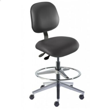 Elite ISO 7 Cleanroom adjustable, upholstered black chair with aluminum base by Biofit; high bench model #EEA-H-RC-T-AFP-XA-ISO7-06-P28540 | 2809-27 displayed
