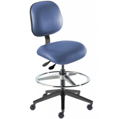 Blue Elite EER-H-RC ISO 8 Cleanroom Chair by Biofit with a reinforced composite base and footring; high bench model EER-H-RC-T-AFP-XA-ISO8-06-P28542  |  2809-11 displayed