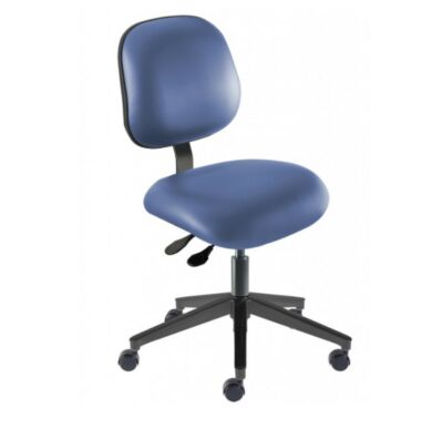 Blue Elite EER-L-RC ISO 8 Cleanroom Chair by Biofit with a reinforced composite base; desk height model EER-L-RC-T-XF-XA-ISO8-06-P28542  |  2809-12 displayed