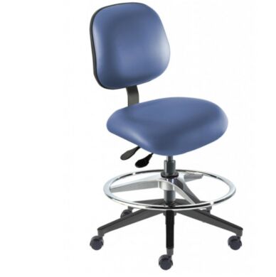 Blue Elite EER-M-RC ISO 8 Cleanroom Chair by Biofit with footring and a composite base; bench height model EER-M-RC-T-AFP-XA-ISO8-06-P28542  |  2809-13 displayed