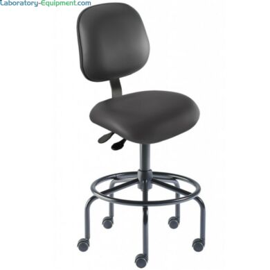 Black Elite EES-H-RC ISO 7 Cleanroom Chair by Biofit with a steel base and powdercoat finish; high bench model EES-H-RC-T-XF-XA-ISO7-06-P28540  |  2809-36 displayed