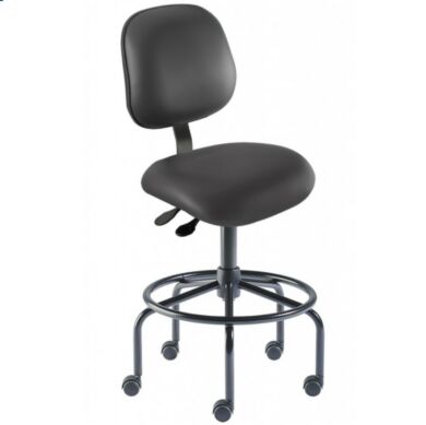 Black Elite EES-H-RC ISO 8 Cleanroom Chair by Biofit with a steel base and powdercoat finish; high bench model EES-H-RC-T-XF-XA-ISO8-06-P28540  |  2809-14 displayed