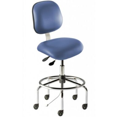 Microcon Blue Elite EES-H-RK ISO 8 ESD Cleanroom Chair by Biofit for static control applications; high bench model EES-H-RK-T-XF-XA-ISO8K-MBLU  |  2809-15 displayed